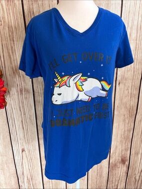 Live And Tell Bright Blue Unicorn “I’ll get over it… Be Dramatic First” Tee